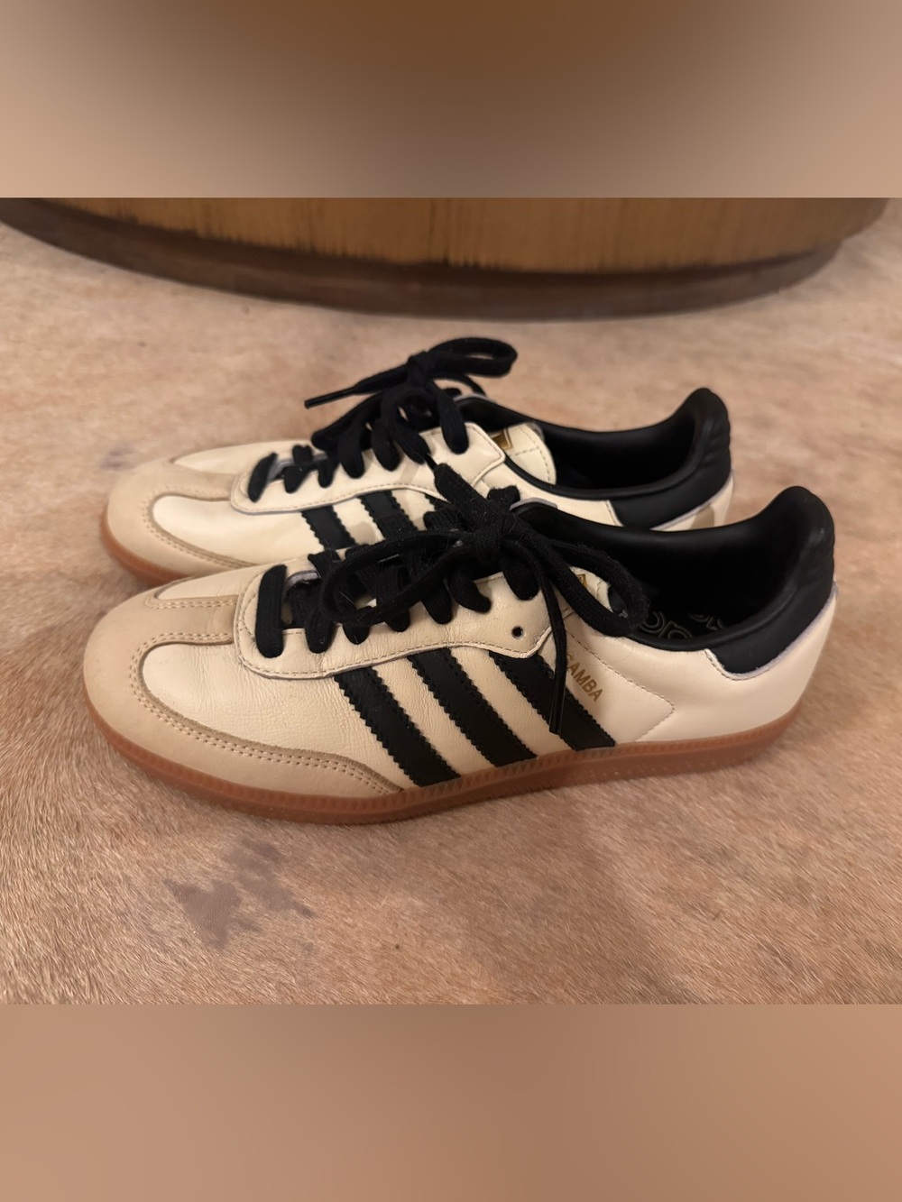 adidas Cream & Black Samba Leather Sneakers
